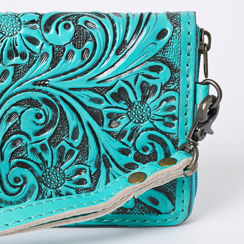 ADBG1140 American Darling Hand-Tooled Western Leather Clutch Bag - Genuine Carved Artisan Womens Wristlet