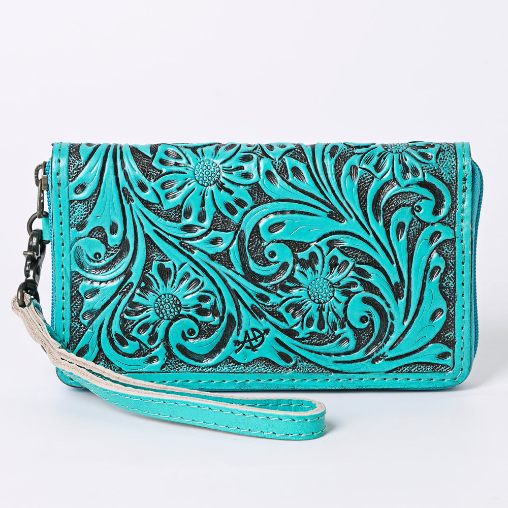 ADBG1140 American Darling Hand-Tooled Western Leather Clutch Bag - Genuine Carved Artisan Womens Wristlet
