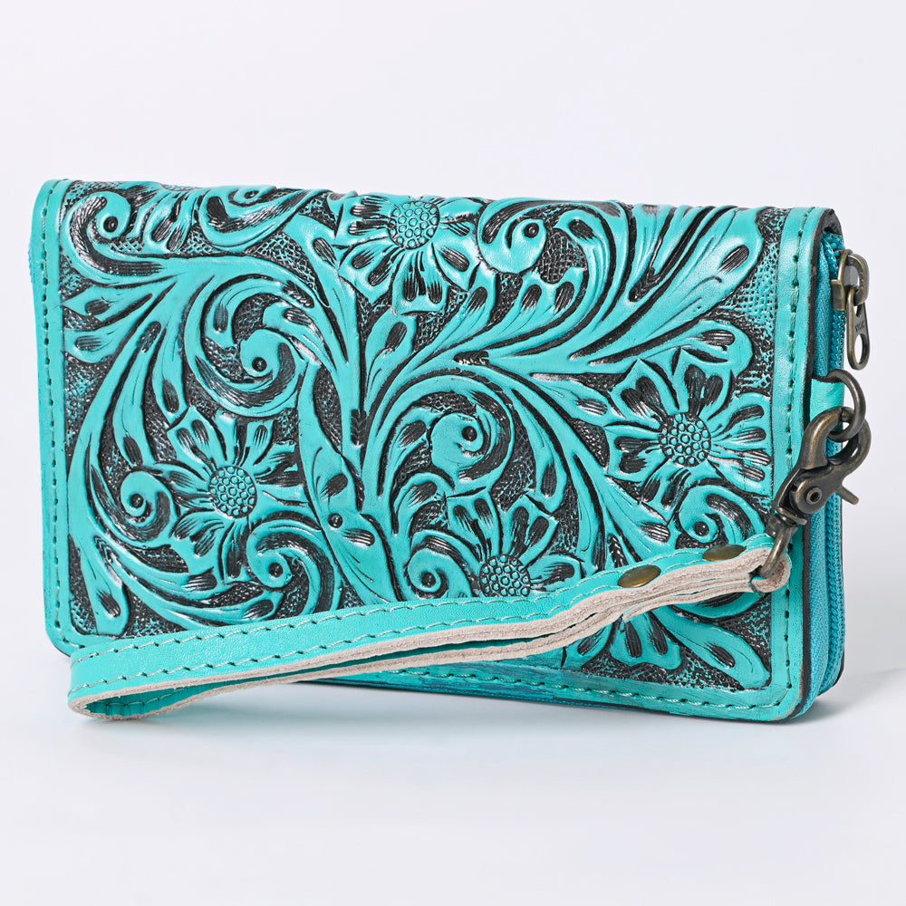 ADBG1140 American Darling Hand-Tooled Western Leather Clutch Bag - Genuine Carved Artisan Womens Wristlet