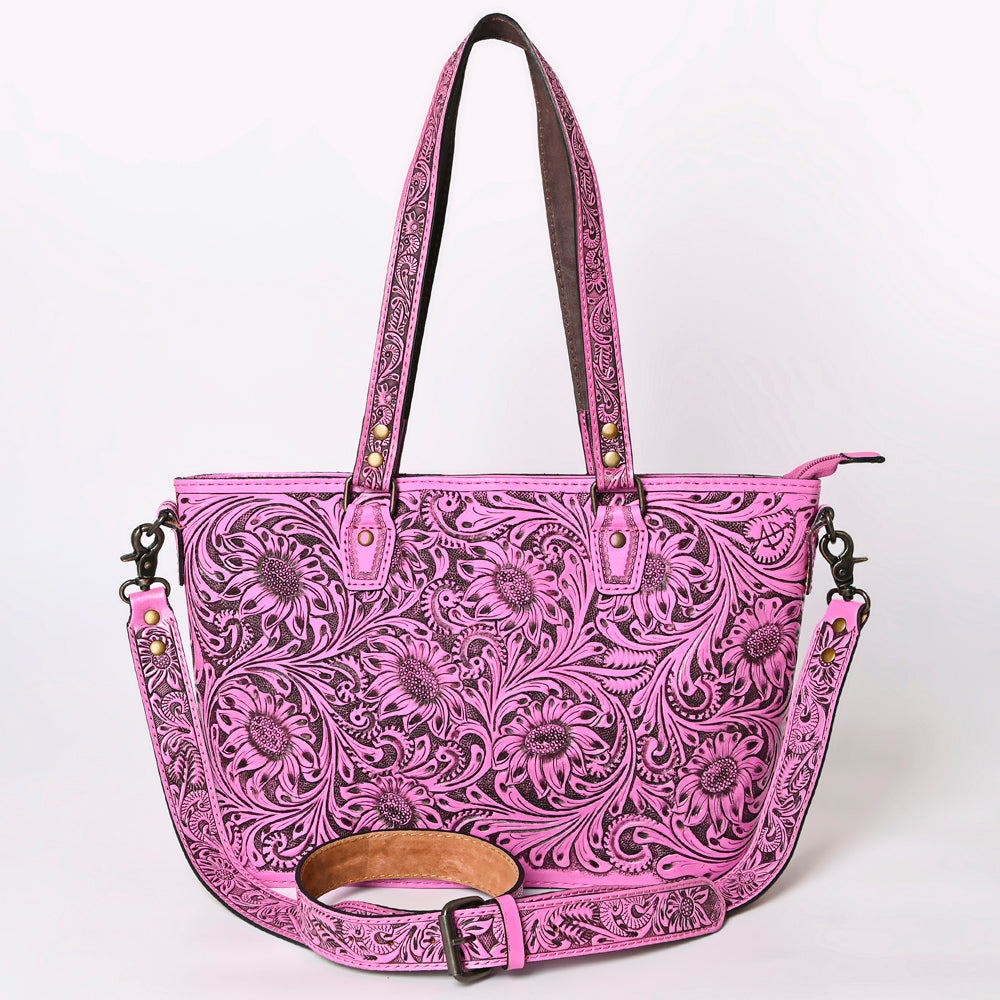 ADBG1141 American Darling Pink Hand Tooled Leather Tote | Western Floral Purse