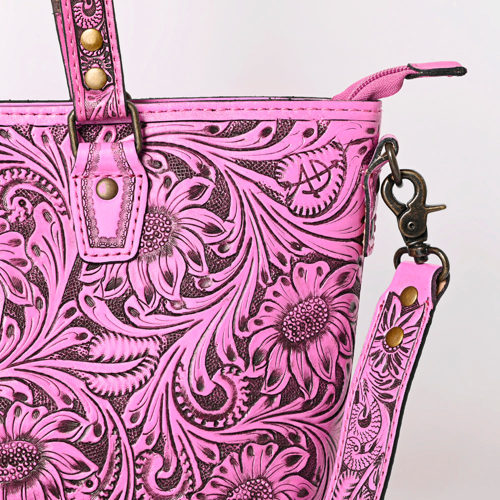 ADBG1141 American Darling Pink Hand Tooled Leather Tote | Western Floral Purse