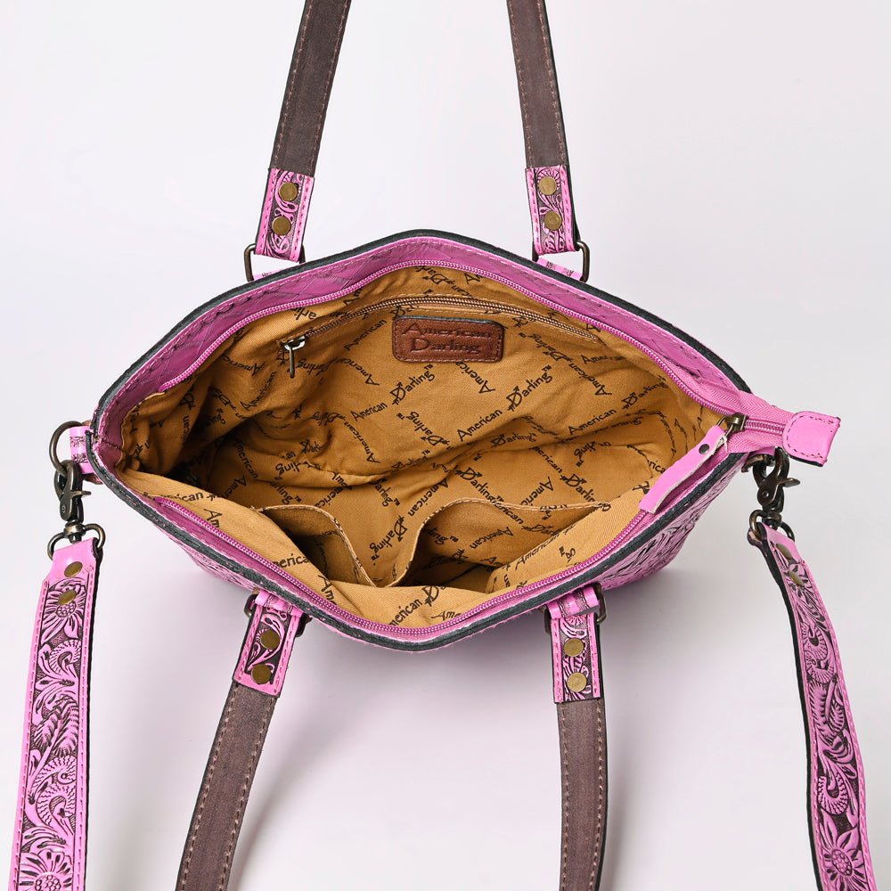 ADBG1141 American Darling Pink Hand Tooled Leather Tote | Western Floral Purse