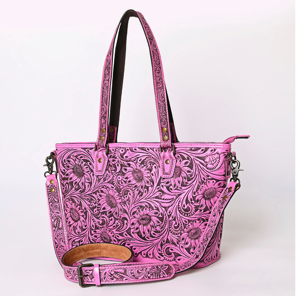 ADBG1141 American Darling Pink Hand Tooled Leather Tote | Western Floral Purse