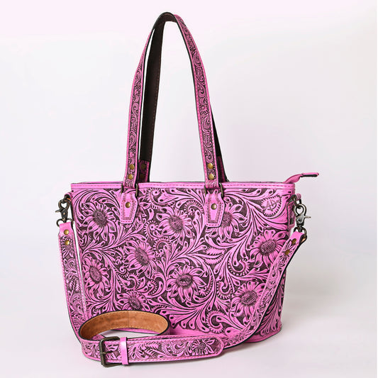ADBG1141 American Darling Pink Hand Tooled Leather Tote | Western Floral Purse