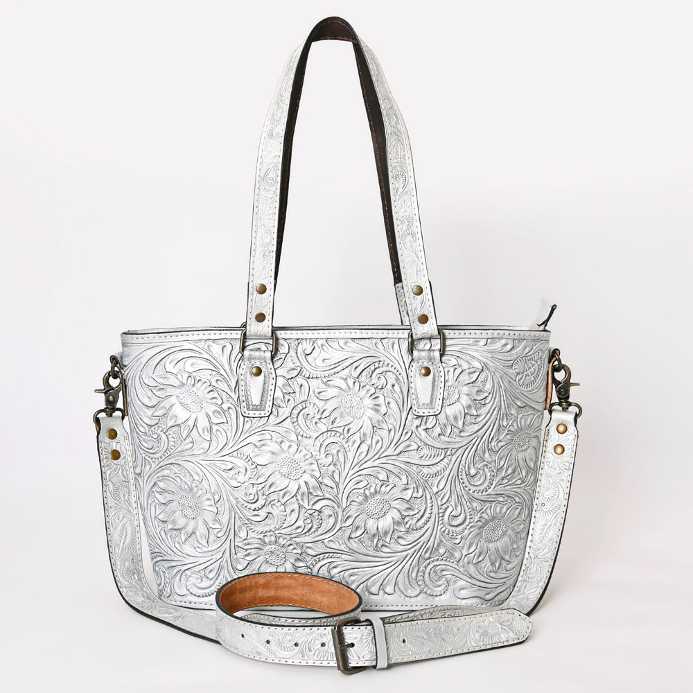ADBG1141 American Darling Artisan Floral Tooled Leather Tote Bag with Long Handles and Strap
