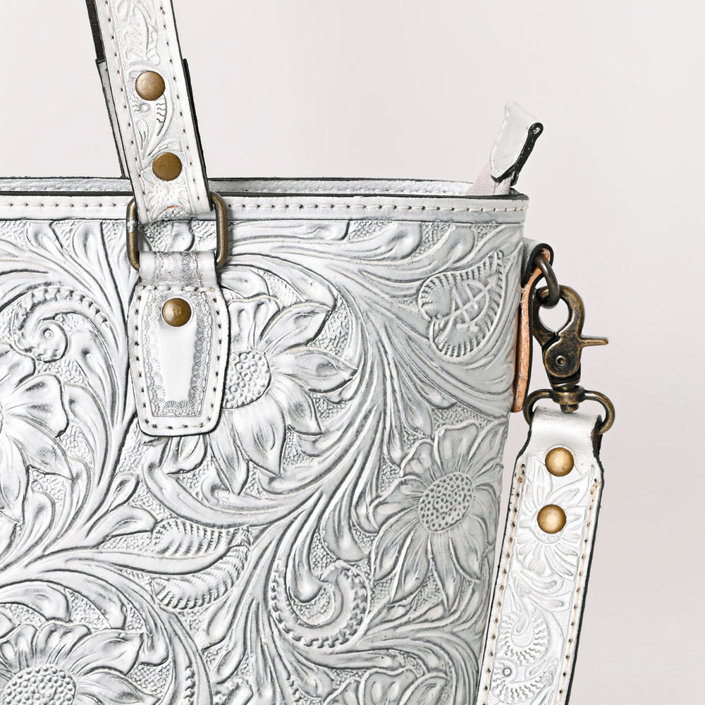ADBG1141 American Darling Artisan Floral Tooled Leather Tote Bag with Long Handles and Strap