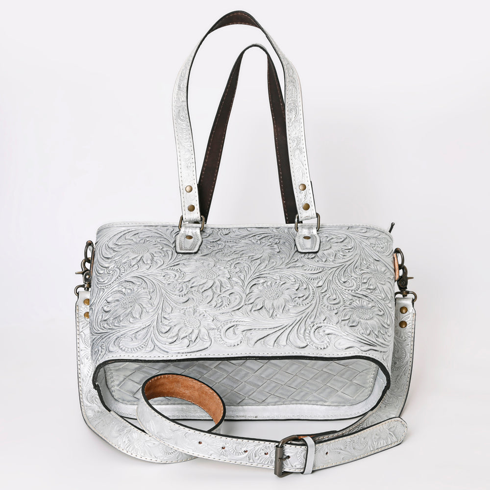ADBG1141 American Darling Artisan Floral Tooled Leather Tote Bag with Long Handles and Strap