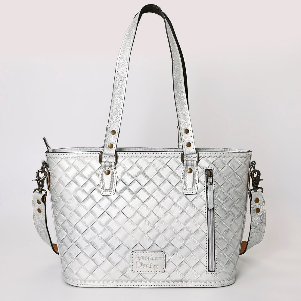 ADBG1141 American Darling Artisan Floral Tooled Leather Tote Bag with Long Handles and Strap