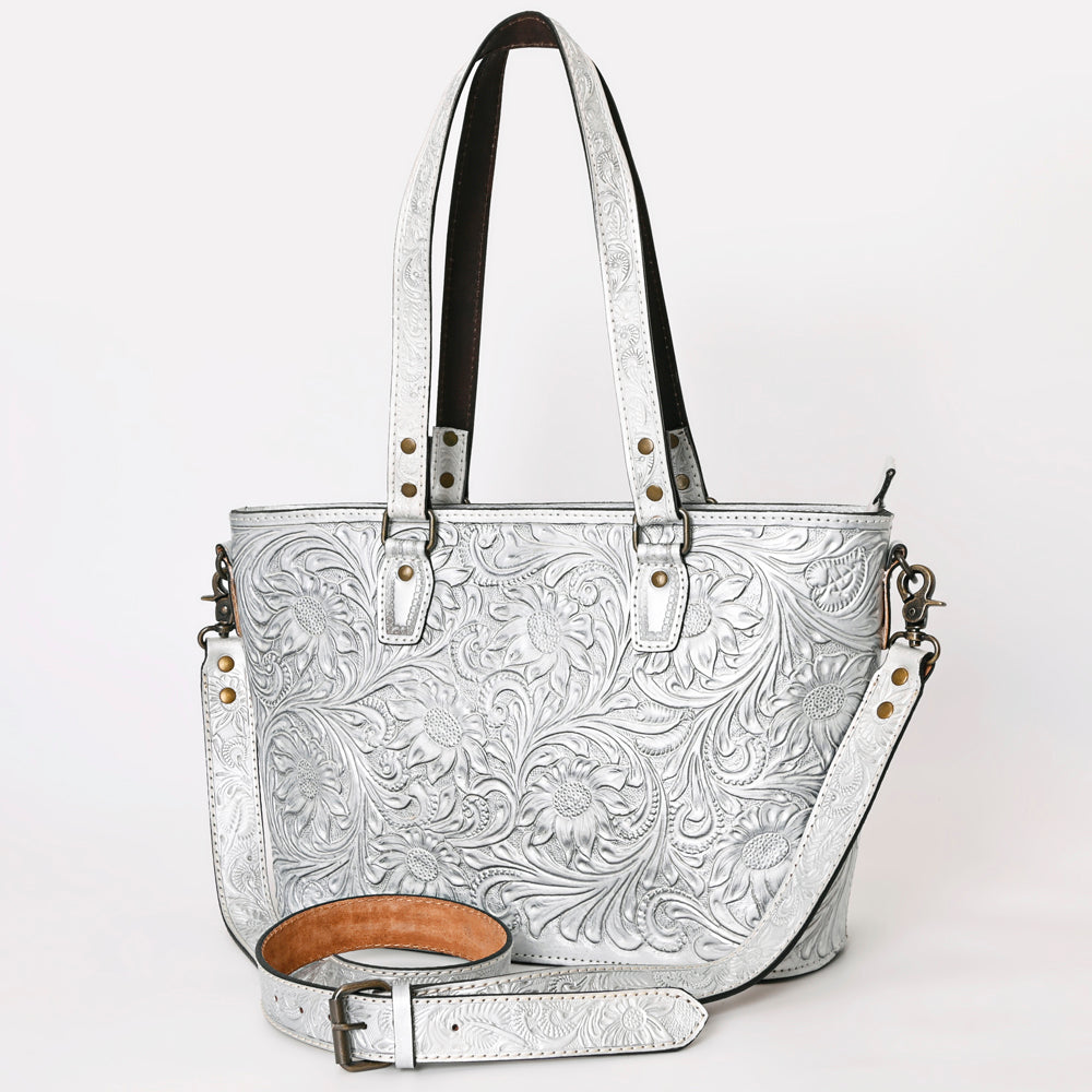 ADBG1141 American Darling Artisan Floral Tooled Leather Tote Bag with Long Handles and Strap