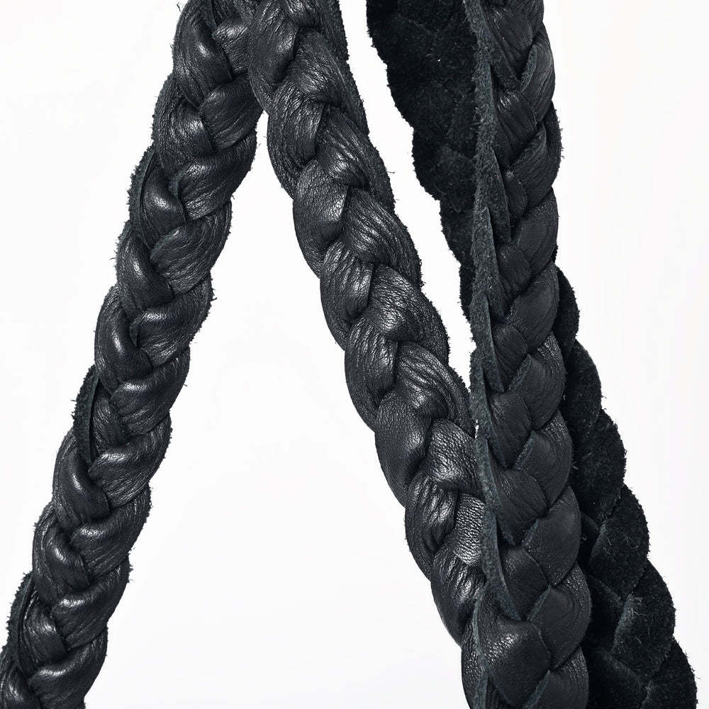 ADBGM255 Leather Western Crossbody Bag - Fringe Purse with Horn Toggle & Braided Strap