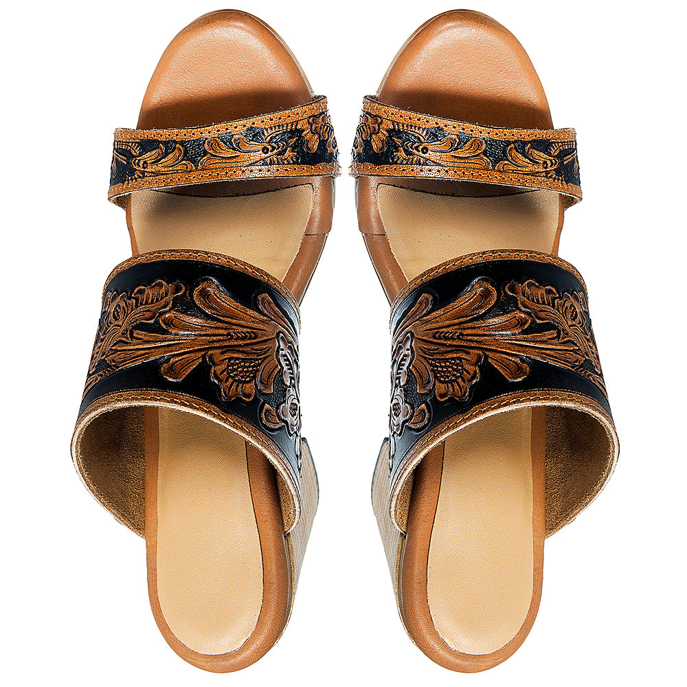 ADFT111 carved genuine leather sandal footwear flip flop