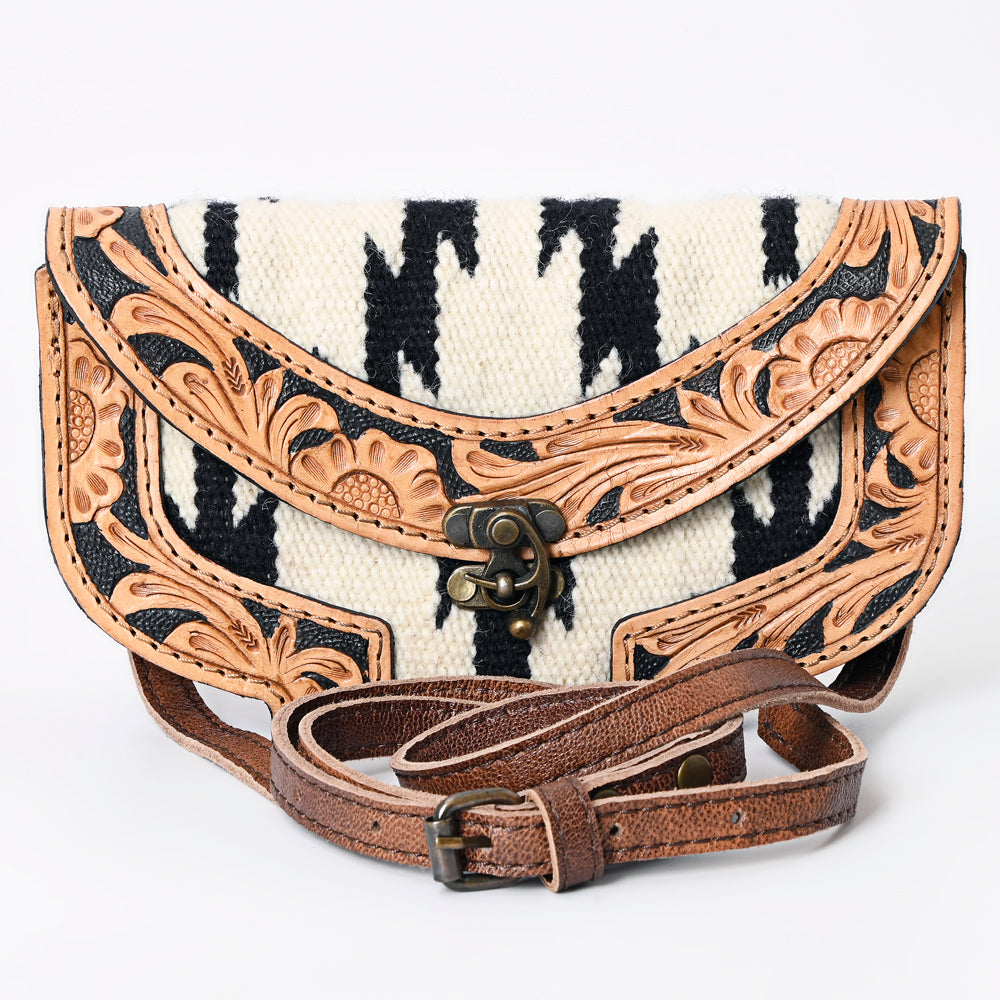 ADBG1097 American Darling Western Leather Wallet Hand Bag with Woven Saddle Blanket