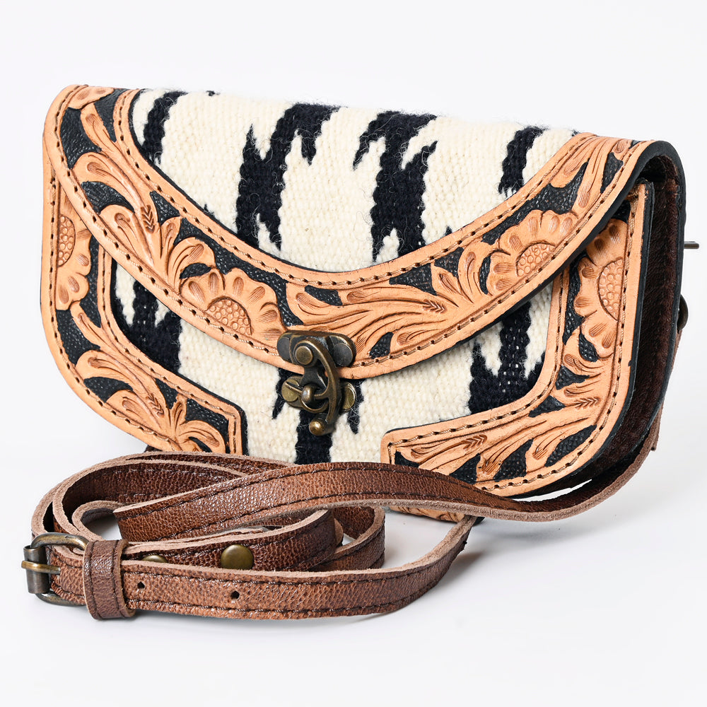 ADBG1097 American Darling Western Leather Wallet Hand Bag with Woven Saddle Blanket