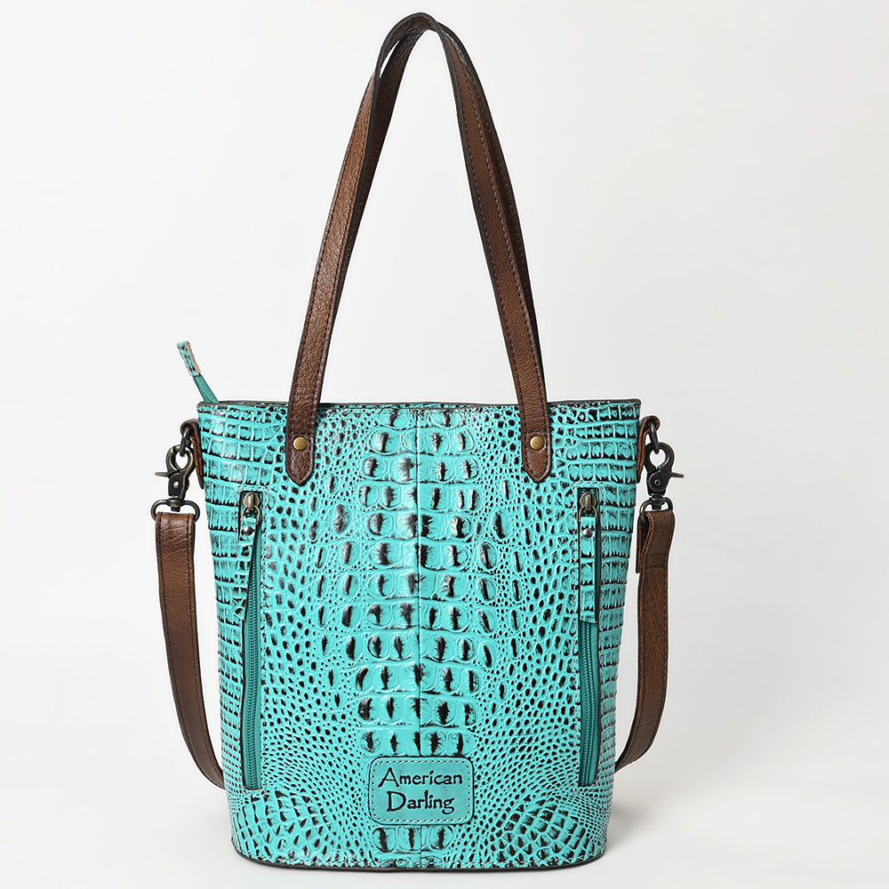 ADBG969 American Darling Exotic Embossed Leather Crossbody Vertical Tote Bag
