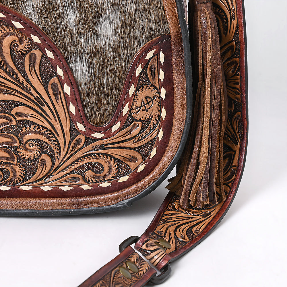 ADBG1144 American Darling Hair-On Cowhide & Tooled Leather Hobo Bag | Western Purse