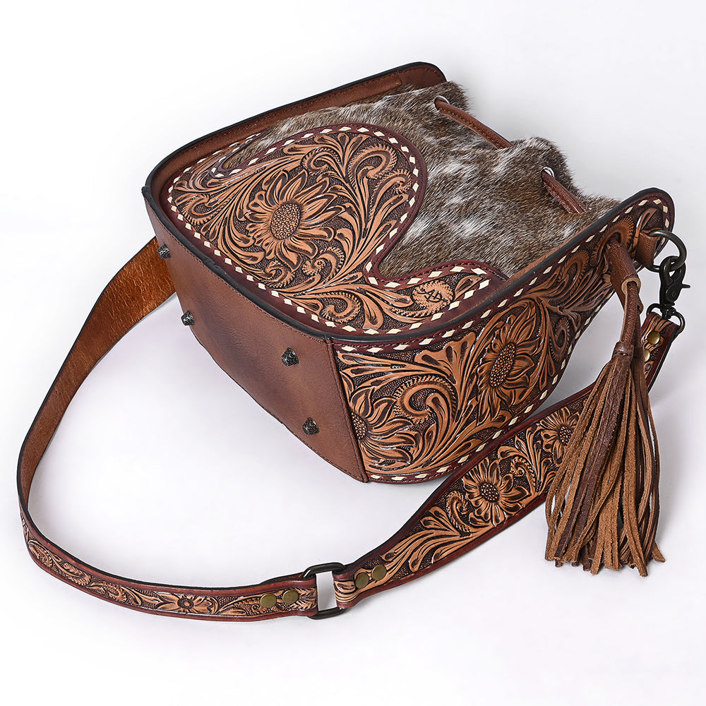 ADBG1144 American Darling Hair-On Cowhide & Tooled Leather Hobo Bag | Western Purse