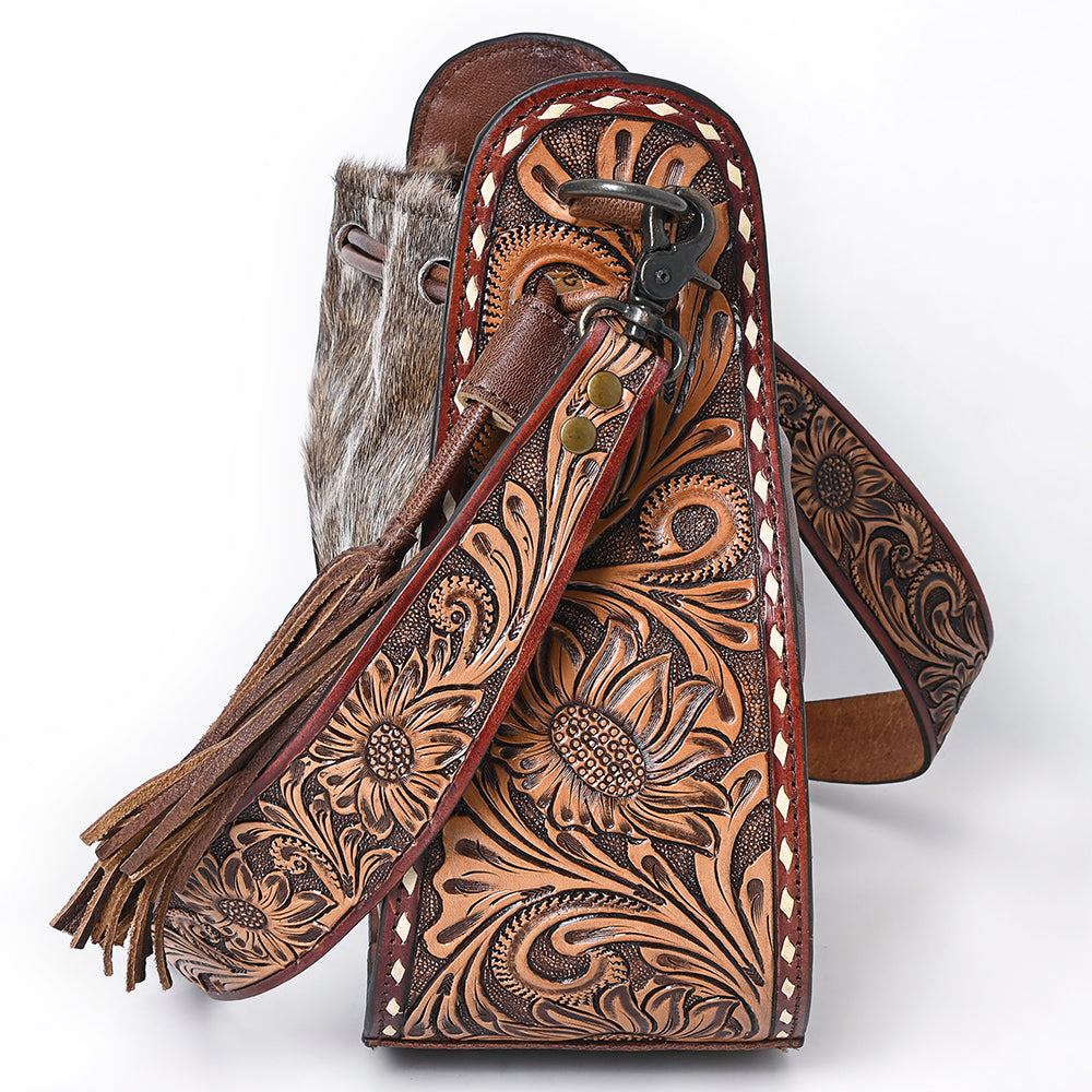 ADBG1144 American Darling Hair-On Cowhide & Tooled Leather Hobo Bag | Western Purse