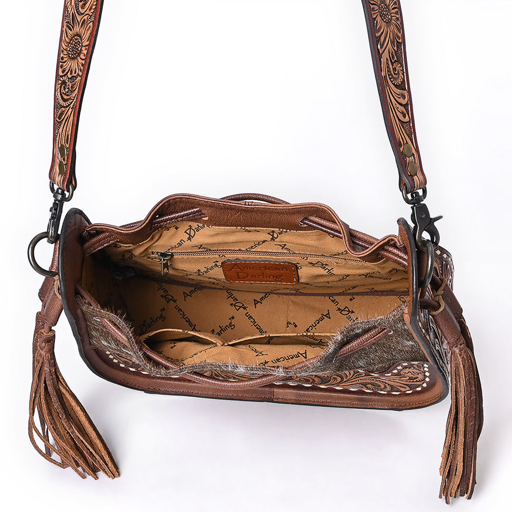 ADBG1144 American Darling Hair-On Cowhide & Tooled Leather Hobo Bag | Western Purse