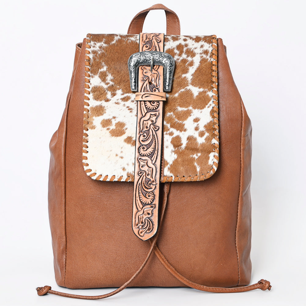ADBG1145 American Darling Western Cowhide Backpack | Tooled Leather Strap Bag