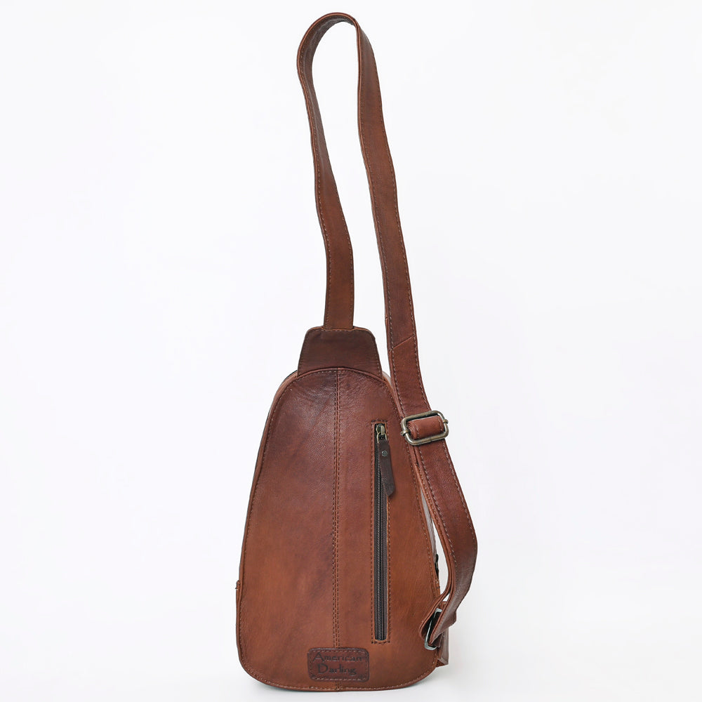 ADBG1146 American Darling Saddle Blanket Sling Bag -Floral Tooled Leather Backpack
