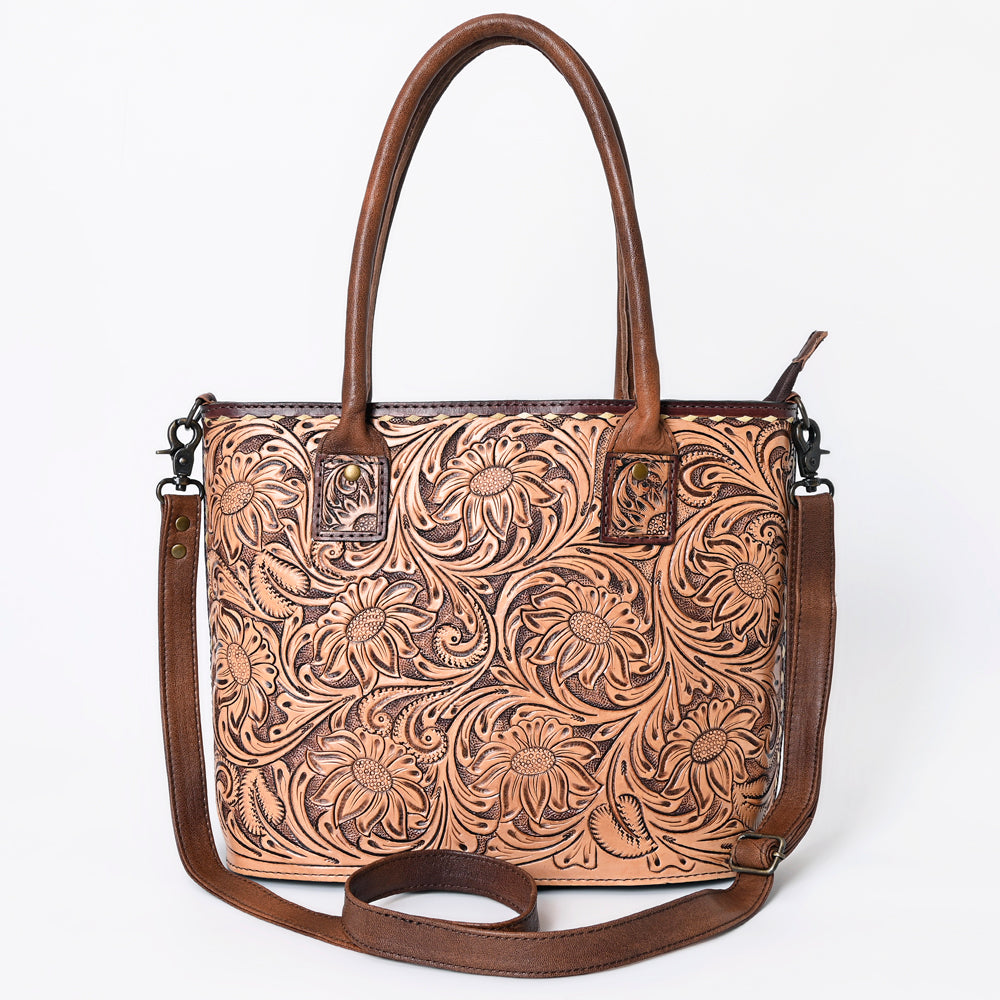 ADBG1147 American Darling Hand Tooled Leather Tote | Western Floral Carved Purse