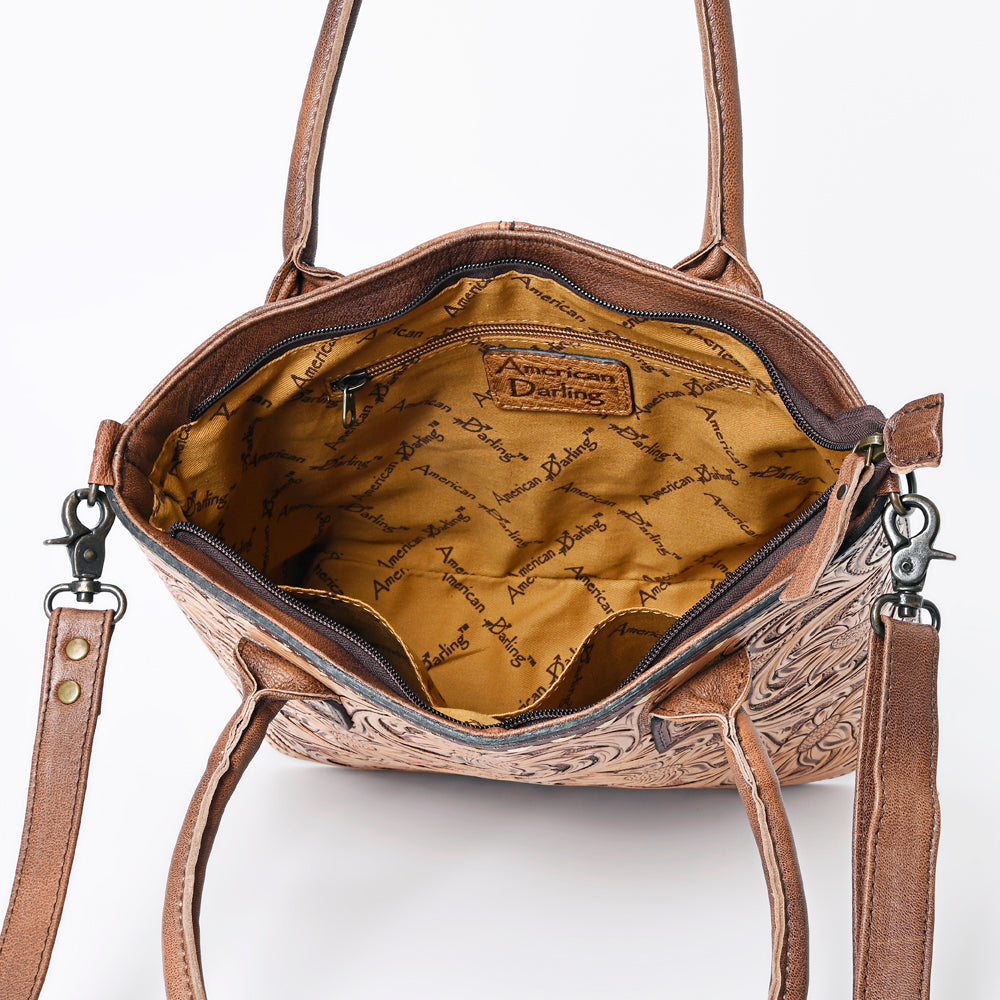 ADBG1147 American Darling Hand Tooled Leather Tote | Western Floral Carved Purse