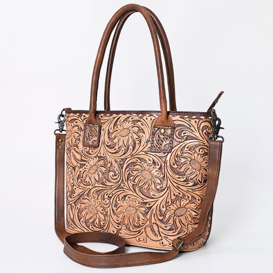ADBG1147 American Darling Hand Tooled Leather Tote | Western Floral Carved Purse