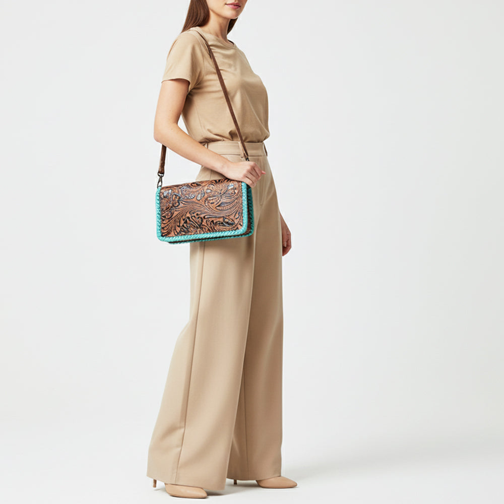 ADBG1148 American Darling Tooled Leather Organizer | Buckstitch Crossbody