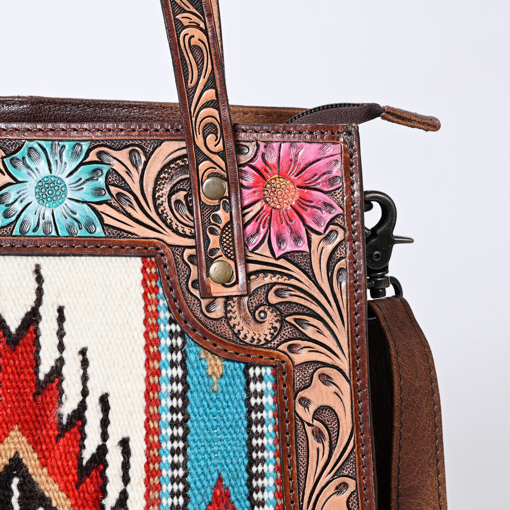 ADBG1149 American Darling Saddle Blanket & Tooled Leather Tote | Western Purse