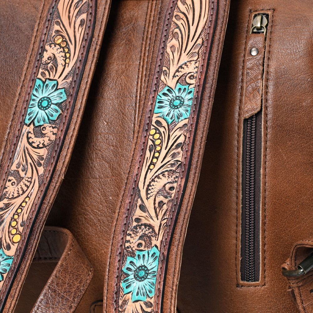 ADBG1150 American Darling Saddle Blanket & Tooled Leather Backpack | Western Bag