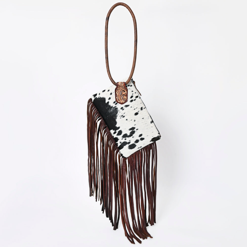 ADBG1155 American Darling Cowhide Fringe Wristlet Bag | Western Leather Clutch