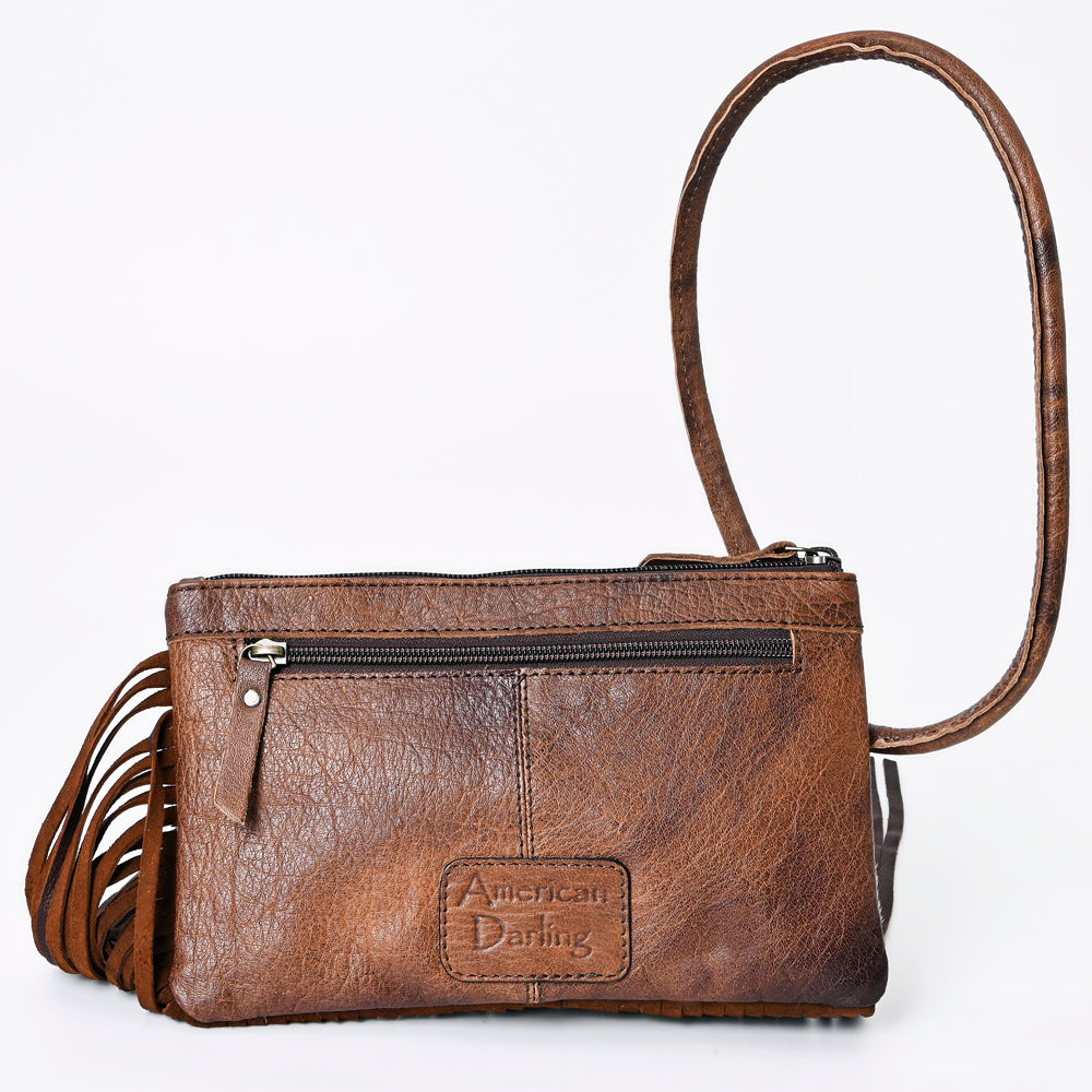 ADBG1155 American Darling Cowhide Fringe Wristlet Bag | Western Leather Clutch