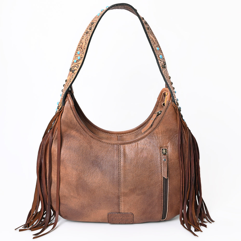 ADBG1164 American Darling Crocodile Embossed Hobo Bag | Western Fringe Handbag Genuine Leather