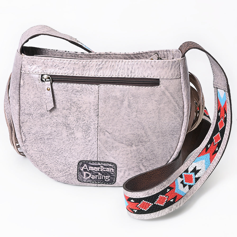 ADBG1168 American Darling Crocodile Embossed Fringe Crossbody | Western Beaded Strap Bag