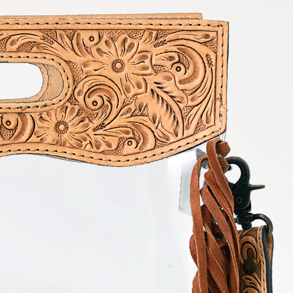 ADBG1172 American Darling Tooled Leather Clear Bag | Fringe Crossbody Purse