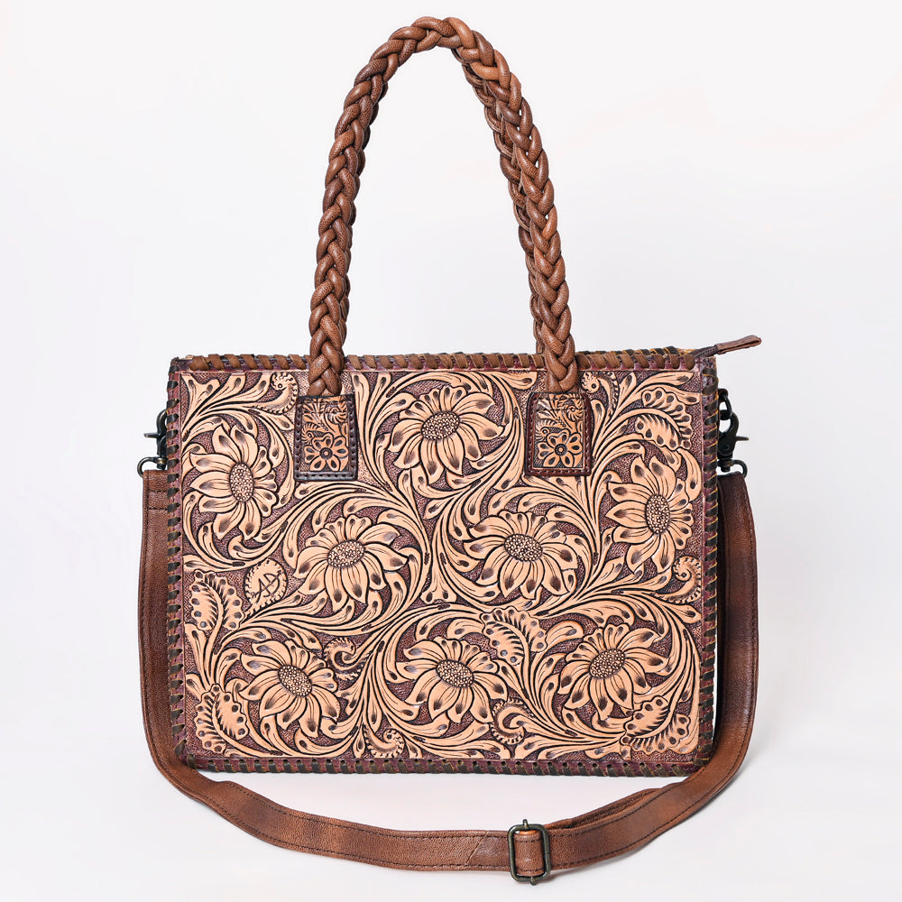 ADBG1173 American Darling Hand Tooled Floral Leather Tote | Western Briefcase Bag