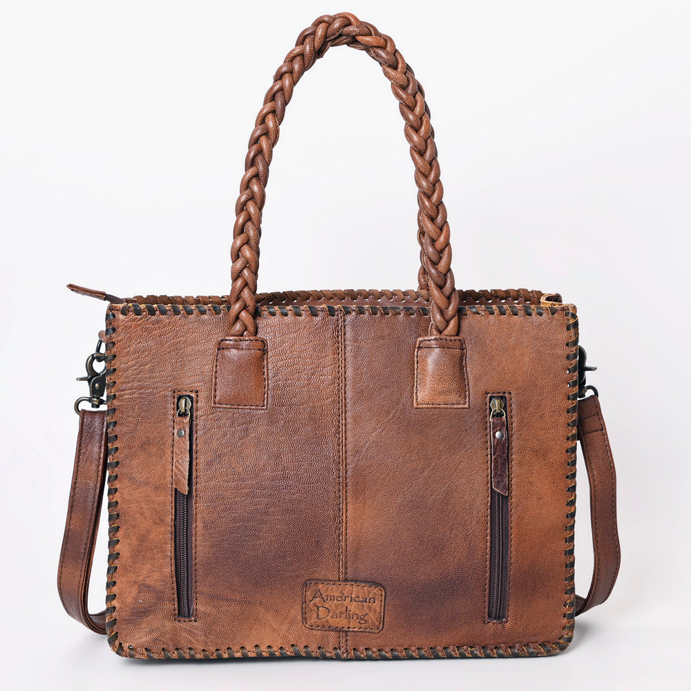ADBG1173 American Darling Hand Tooled Floral Leather Tote -Western Briefcase Bag