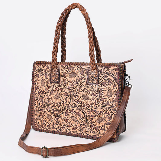 ADBG1173 American Darling Hand Tooled Floral Leather Tote | Western Briefcase Bag