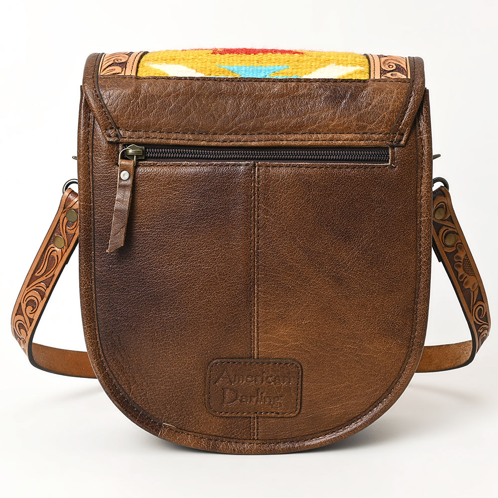 ADBG1177 American Darling Hand Tooled Saddle Blanket Crossbody | Hand Painted Floral Bag