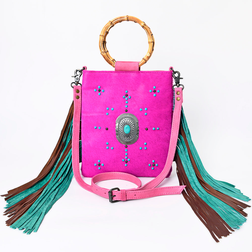 ADBG1178 American Darling Cowhide Crossbody | Bamboo Handle Fringe Handbag