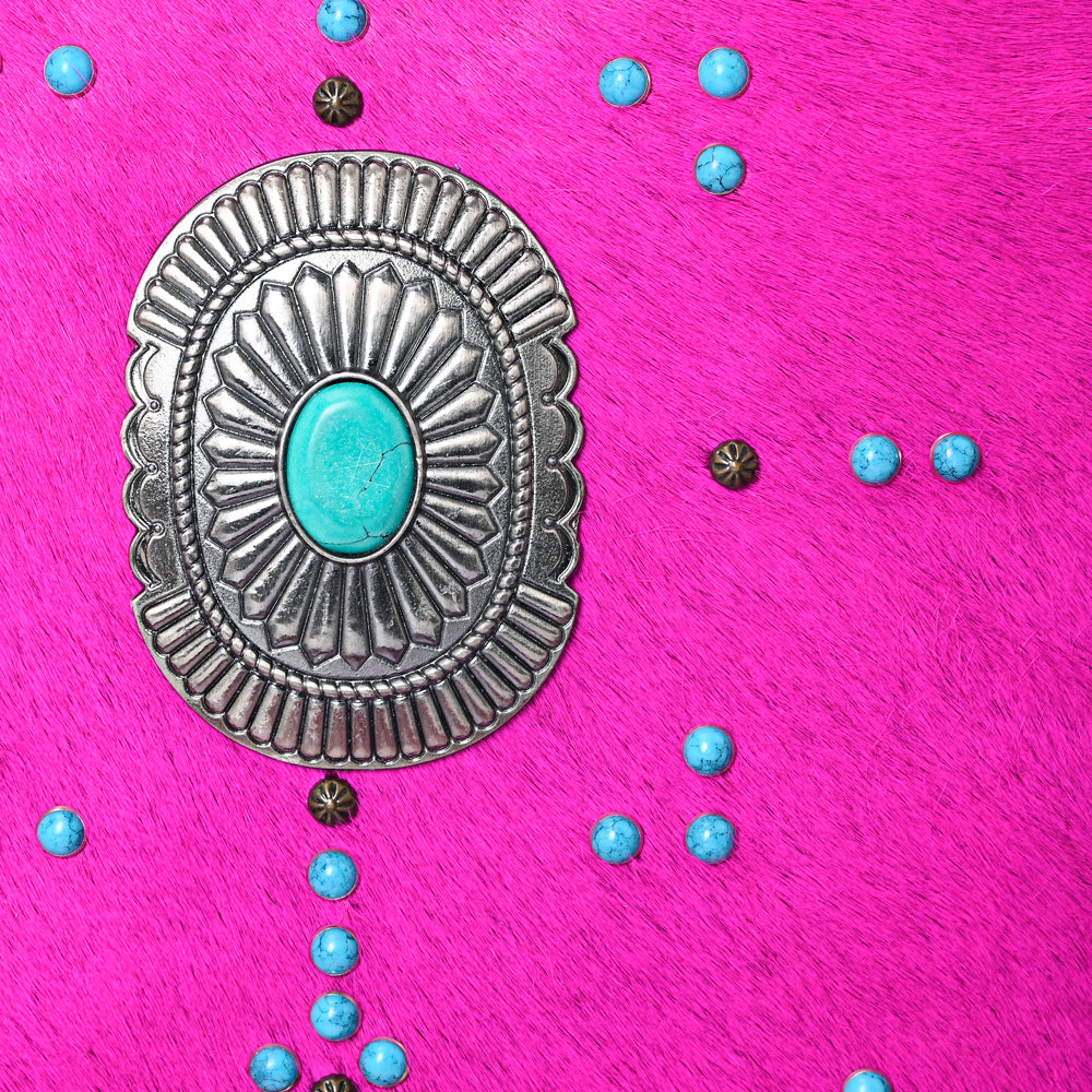 ADBG1178 American Darling Cowhide Crossbody | Bamboo Handle Fringe Handbag