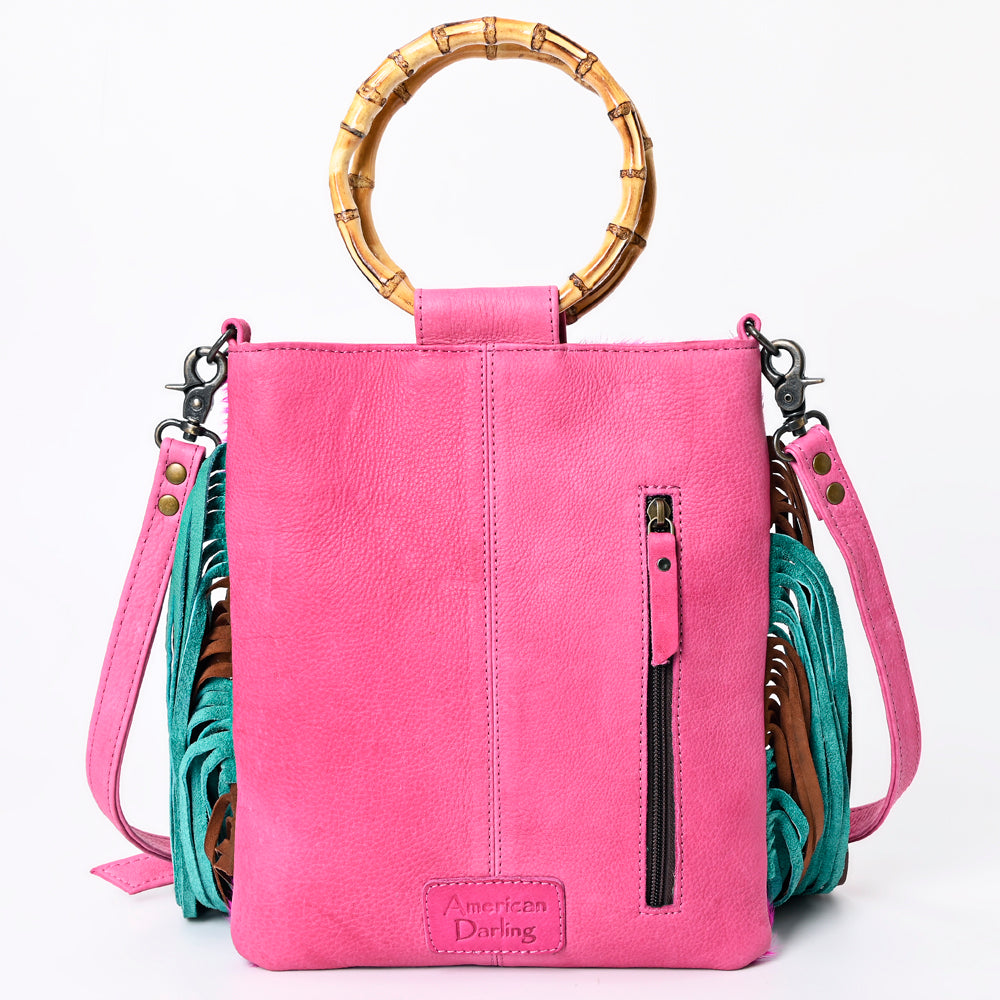 ADBG1178 American Darling Cowhide Crossbody | Bamboo Handle Fringe Handbag