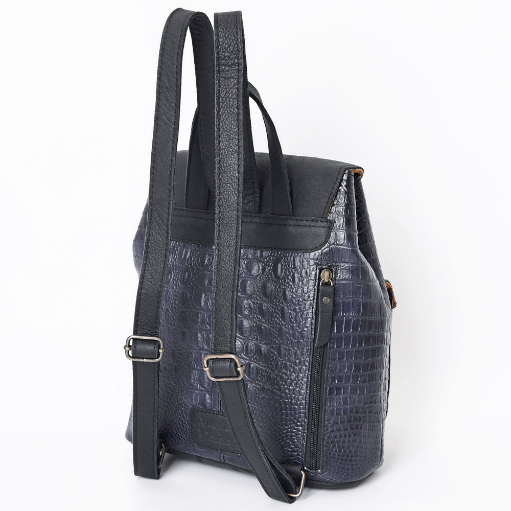 ADBG1179B American Darling Crocodile Embossed Leather Backpack | Western Flap Closure Bag