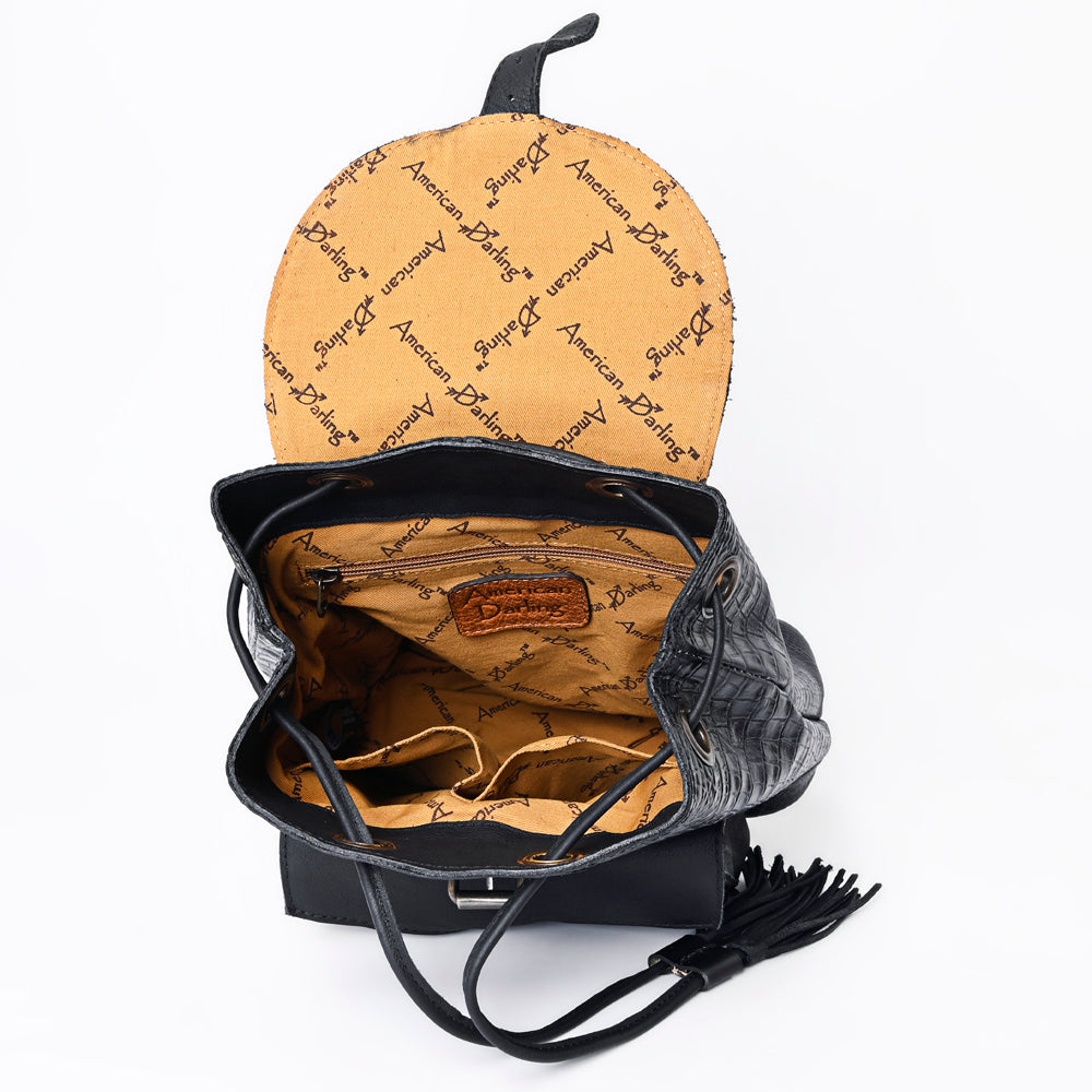 ADBG1179B American Darling Crocodile Embossed Leather Backpack | Western Flap Closure Bag