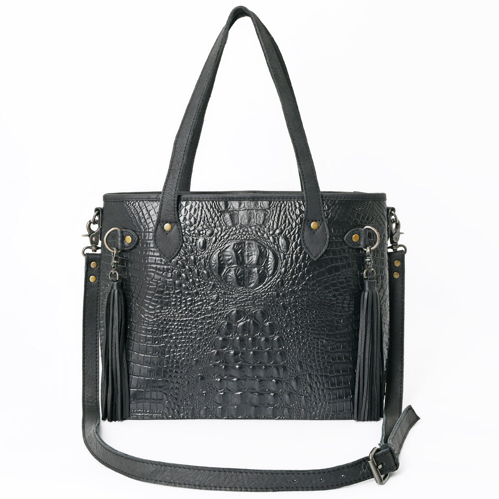 ADBG1180B American Darling Crocodile Embossed Leather Tote | Western Tassel Handbag