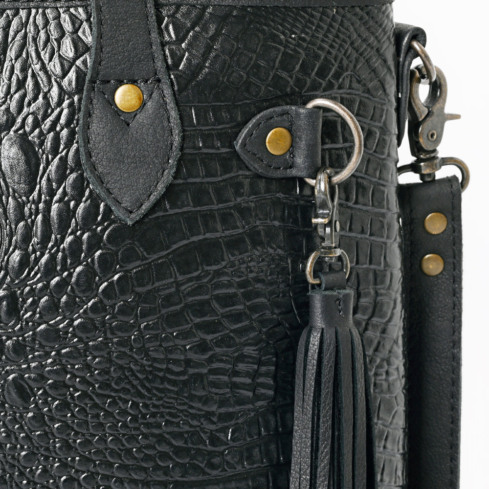 ADBG1180B American Darling Crocodile Embossed Leather Tote | Western Tassel Handbag