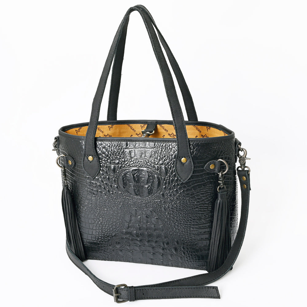 ADBG1180B American Darling Crocodile Embossed Leather Tote | Western Tassel Handbag
