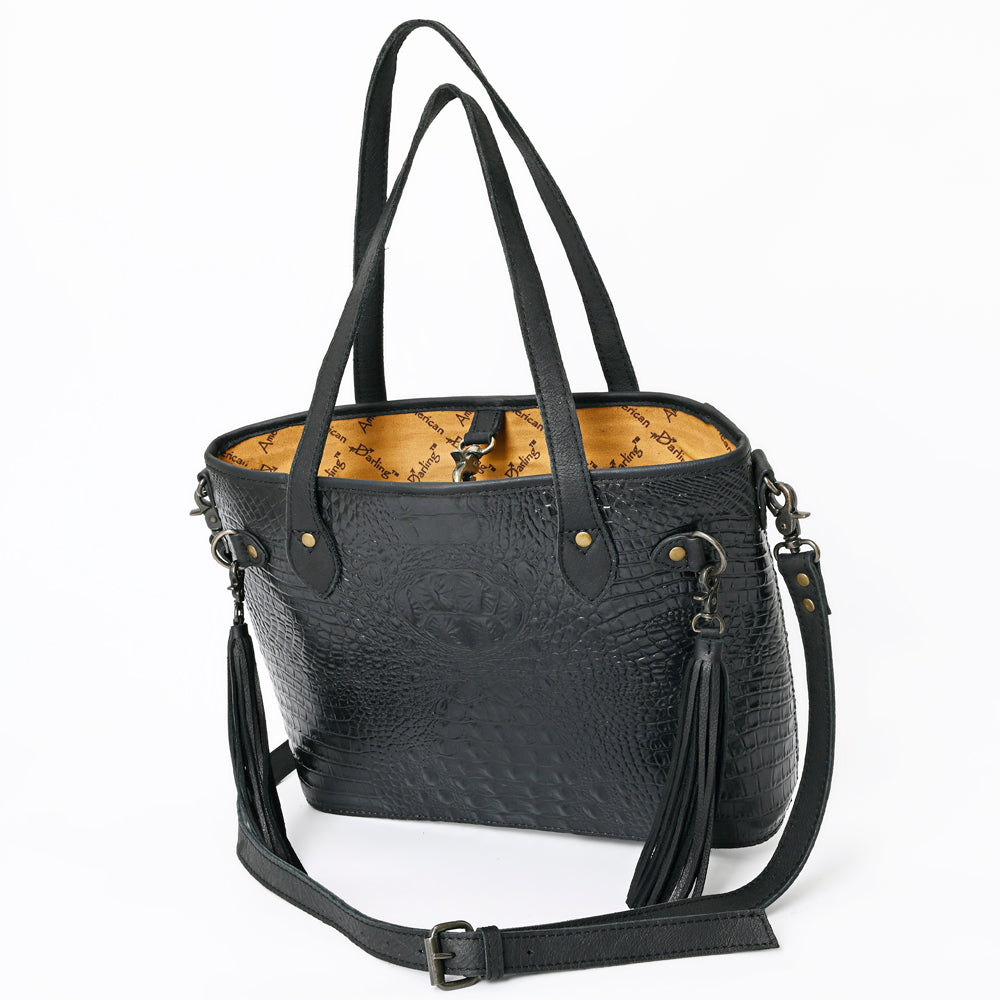 ADBG1180B American Darling Crocodile Embossed Leather Tote | Western Tassel Handbag