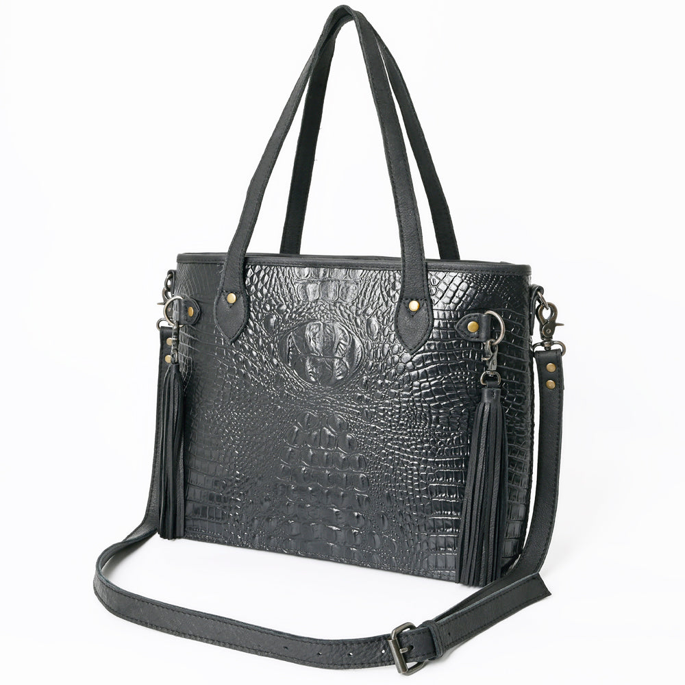 ADBG1180B American Darling Crocodile Embossed Leather Tote | Western Tassel Handbag