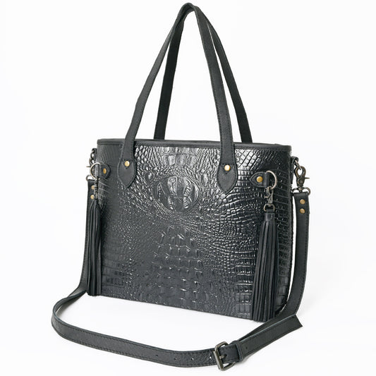ADBG1180B American Darling Crocodile Embossed Leather Tote | Western Tassel Handbag